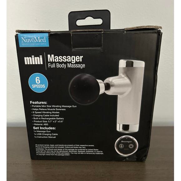 NuvoMed Handheld Mini Massager Full Body Massage Rechargeable 6 Speeds NEW - Picture 2 of 4